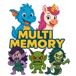 Logo MultiMemory, avec le dragon, la licorne et des monstres